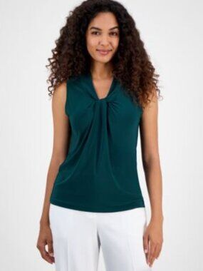 Kasper Sleeveless Knot Front Jersey Top